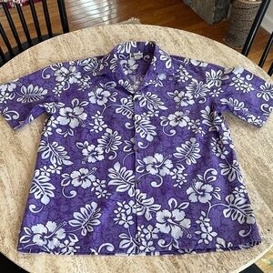 Purple Floral Men's Casual Button Down Shirt
